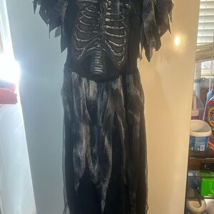 Spirit Black and Silver Girls Skeleton Dress Costume